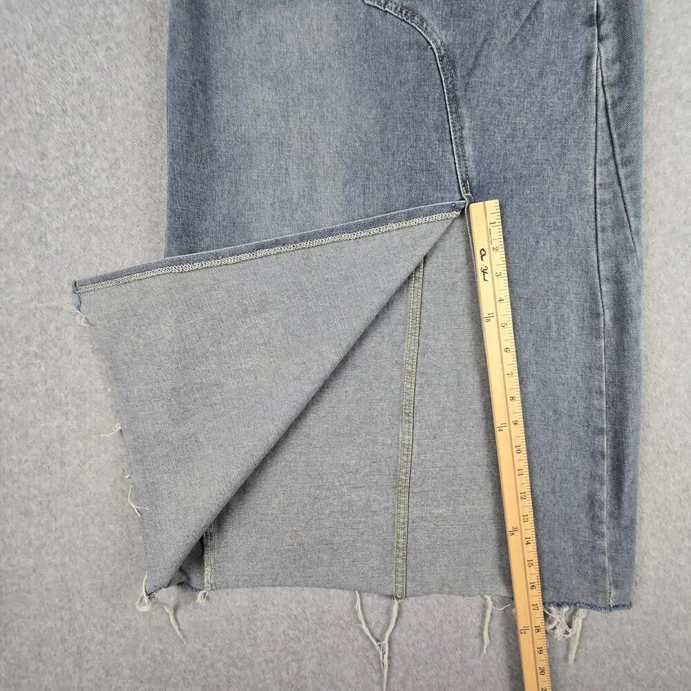 🌼Shein Skirt Womens Size 26 Denim Maxi Pencil Frayed Hem - Picture 8 of 9